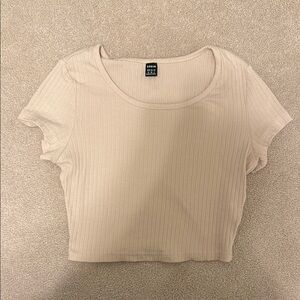 Shein Beige Ribbed Crop Top